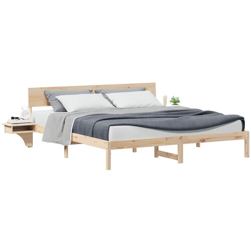 vidaXL Konstrukcija postelje Rjava 200 x 200 cm Masivno borovo les, (5000127925) Cene