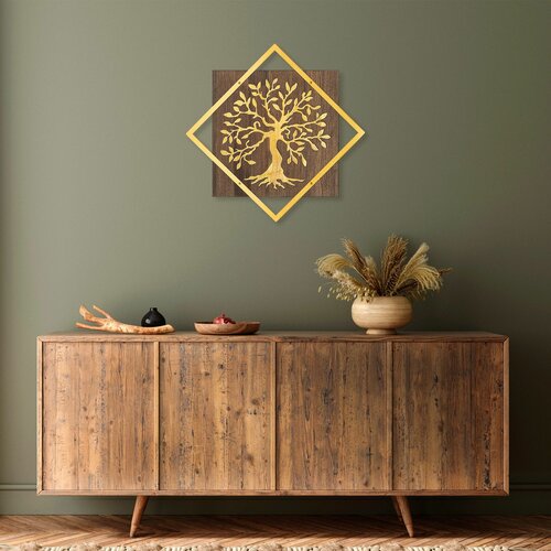 tree v2 - gold walnutgold decorative wooden wall accessory Slike