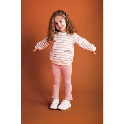 Defacto Baby Girl Striped Sweatshirt Leggings 2 Piece Set Slike