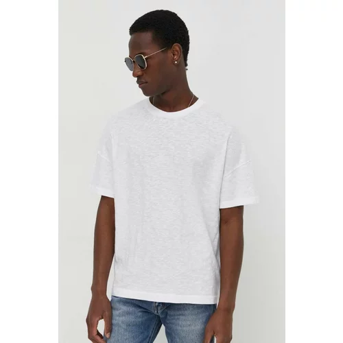 American Vintage Bombažna kratka majica moški, bela barva