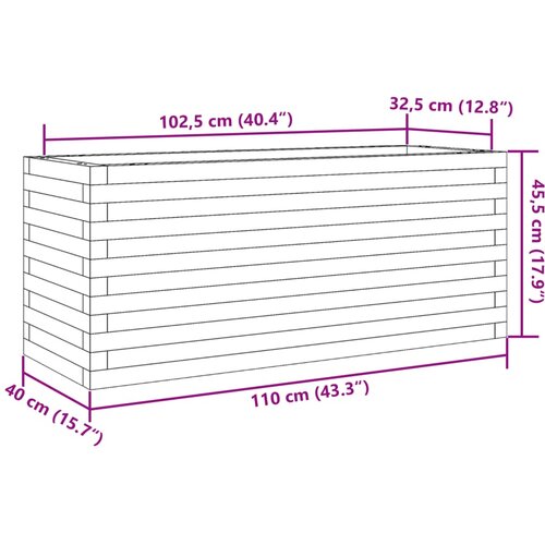  Vrtna sadilica vo&amp;scaron;tano smeđa 110x40x45,5 cm masivna borovina Slike