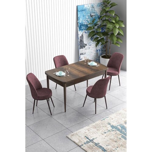 Hanah home trpezarijski set Han, sto na razvlačenje i 4 stolice, ploča u dekoru drveta Baroque, puder roze tkanina Jerry Cene