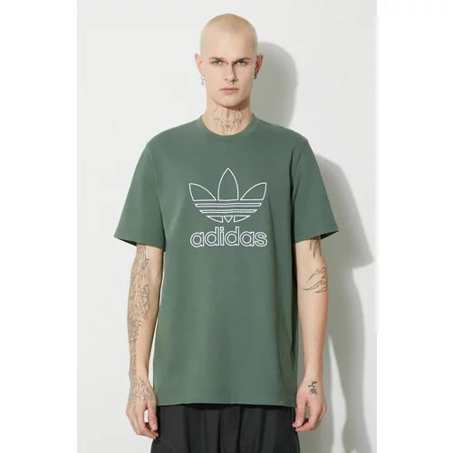 Adidas Bombažna kratka majica Trefoil Tee moška, zelena barva, IR7993