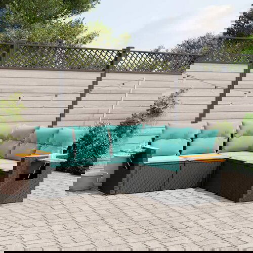 VidaXL 5-dijelni set vrtnih sofa od poliratana s jastucima crni Slike