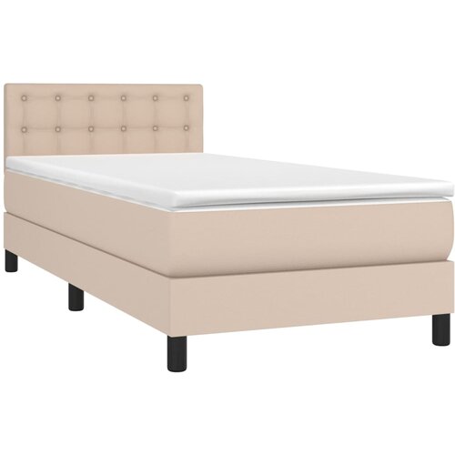  Krevet box spring madrac LED cappuccino 100x200cm umjetna koža Slike