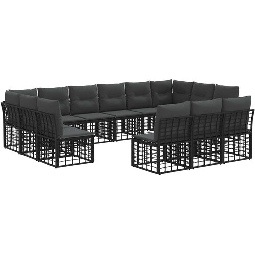  Set vanjskih sofa Crna i tamno siva Poliester Slike