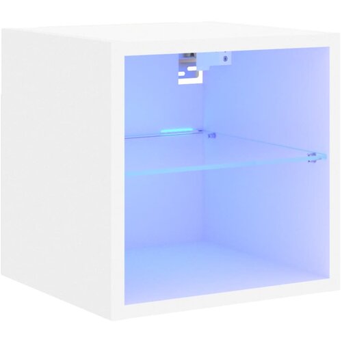 Maison Chic Stenska TV omarica - TV stojalo - Televizijska omarica z LED lučkami bela 30x28,5x30 cm, (21700564) Slike