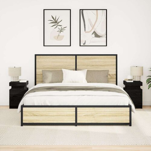  Noćni ormarić s LED svjetlima 2 kom Crna hrast 35x39x55 cm Cijene