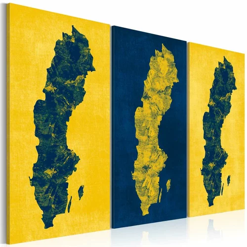  Slika - Painted map of Sweden - triptych 90x60