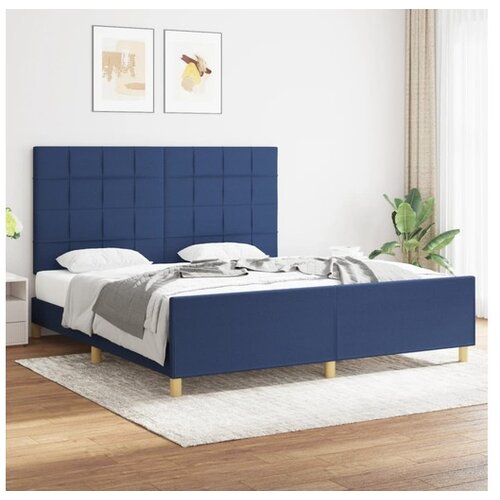  Posteljni okvir z vzglavjem moder 180x200 cm blago Cene