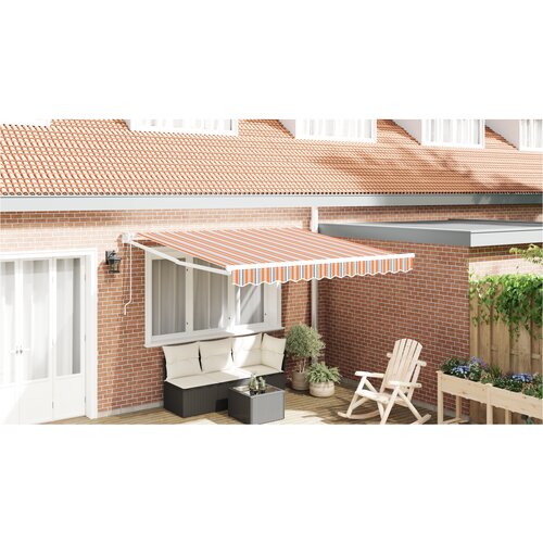 VidaXL Avtomatska retraktibilna tenda večbarvna črta 350x250 cm Slike