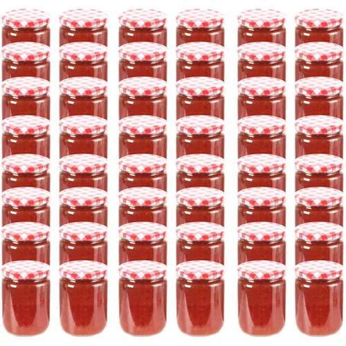  Stekleni kozarci z belimi in rdečimi pokrovi 48 kosov 230 ml