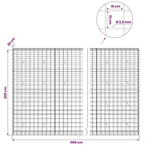 Gabion s žicom debljine 3 5 mm i mrežom 10x10 cm 1100x30x200 cm - 30 cm 200 cm 1100 cm Slike