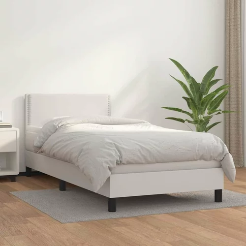  Box spring postelja z vzmetnico bel 100x200 cm umetno usnje, (20726210)