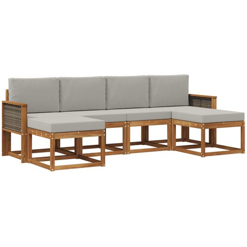 vidaXL Zunanja garnitura za sedenje 6 pcs Naravna in svetlo siva, (5000281540) Cene