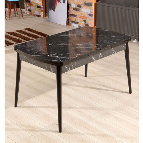 Hanah home Bendir - Black BlackWhite Extendable Dining Table Cene