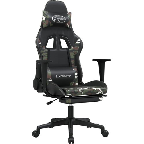 vidaXL Masažni gaming stol z oporo za noge črn in kamuflažen um. usnje, (21152260) Cene