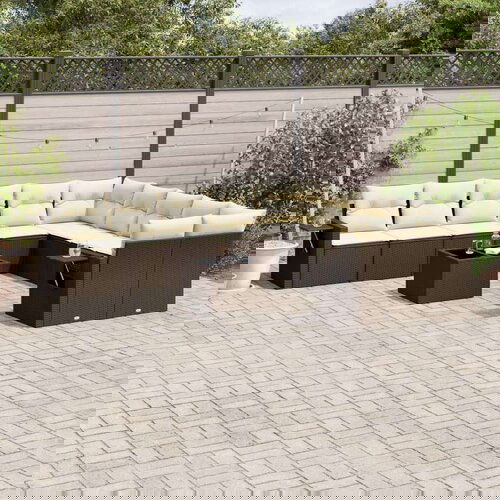 vidaXL 11-dijelni set vrtnih sofa od poliratana s jastucima smeđi Cijene