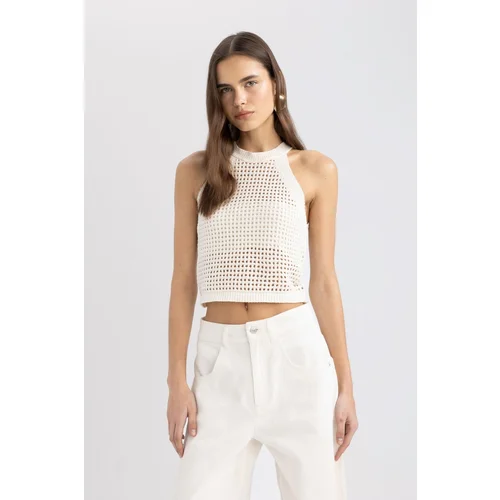 Defacto Crop Halter Neck Openwork Knitwear Undershirt