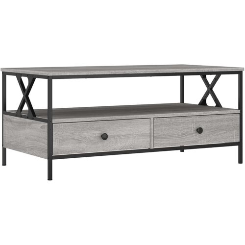 Maison Chic Klubska mizica - kavna mizica - Nizka mizica siva sonoma 100x51x45 cm inženirski les, (21753014) Cene