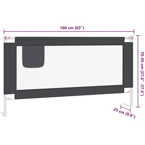  Sigurnosna ograda za dječji krevet tamnosiva 160x25 cm tkanina Slike