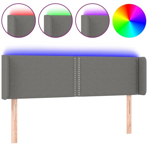 Maison Chic led posteljno vzglavje - vzglavna omarica - nočna omarica temno sivo 147x16x78/88 cm blago, (21710689) Slike