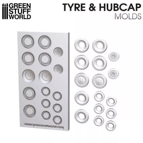 Green Stuff World tyre and hubcap texture silicone stamp Cene