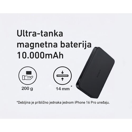 Anker MagGo 10000mAh, 15W, magnetno bežični power bank, crni Cene