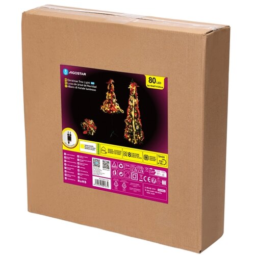 Aigostar LED spolja&amp;scaron;nja božićna jelka 80xLED/230V 1,2m IP44 crvena/zlatna topla bela Slike