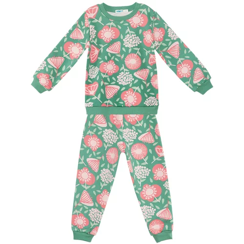 Denokids Pink Floral Baby Girl Green Tracksuit Set