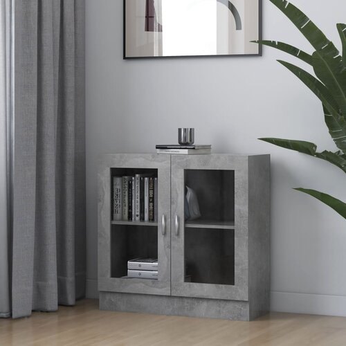 VidaXL Vitrina betonsko siva 82,5x30,5x80 cm iverna plo&amp;scaron;ča Slike