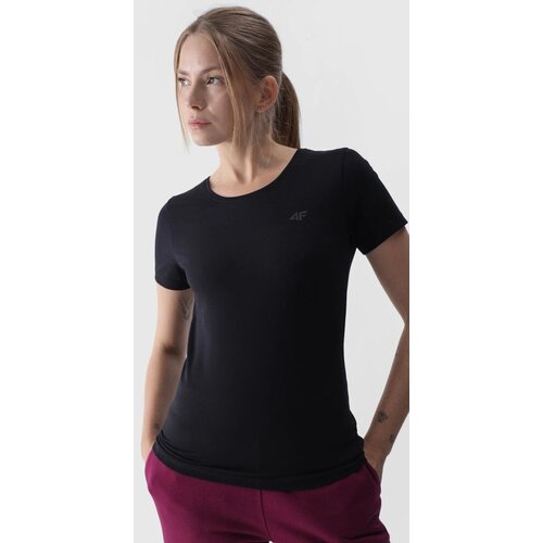 4f Women's Smooth T-Shirt With Logo Black WMM00TTS Cene