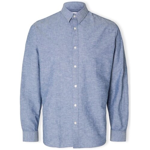 Selected Noos Slimnew-linen Shirt L/S - Medium Blue Denim Plava Cijene