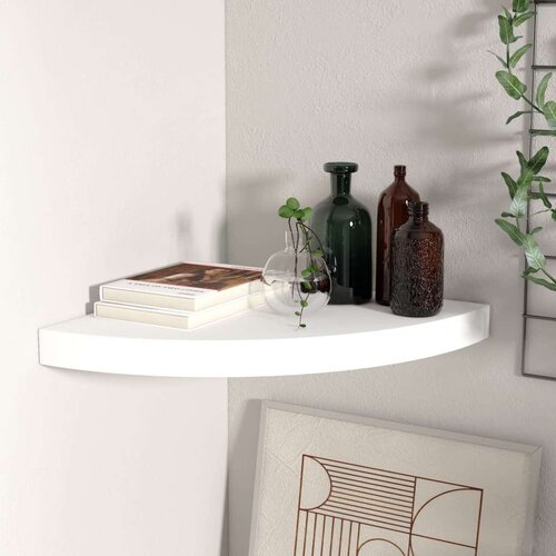  Plutajuća kutna polica bijela 35 x 35 x 3 8 cm MDF Slike