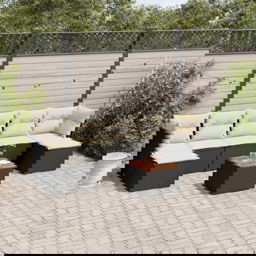 vidaXL 8-dijelni set vrtnih sofa od poliratana s jastucima crni Cijene