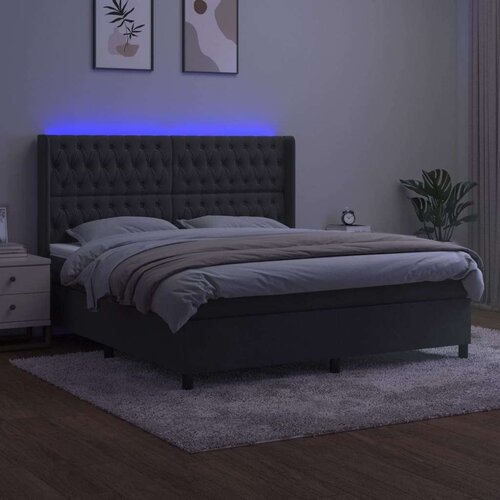  Box spring s madracem LED tamnosivi 160x200 cm bar&amp;scaron;un Slike