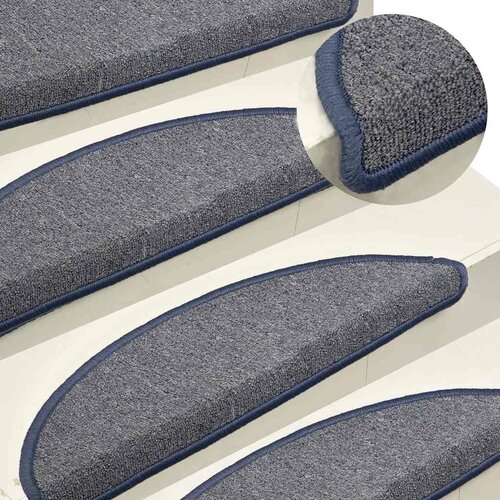  Prostirke za stepenice 15 kom 56x17x3 cm svijetlo sive i plave poluokrugle Cene