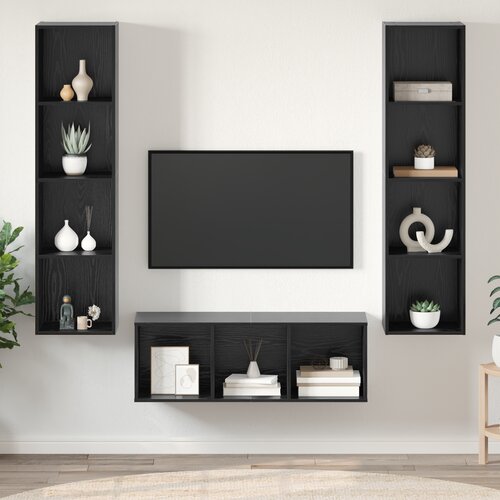 vidaXL Set TV stalka s policom Zidne s pohranom 3 pcs Crni hrast 37 x 37 x 142.5 cm Cijene