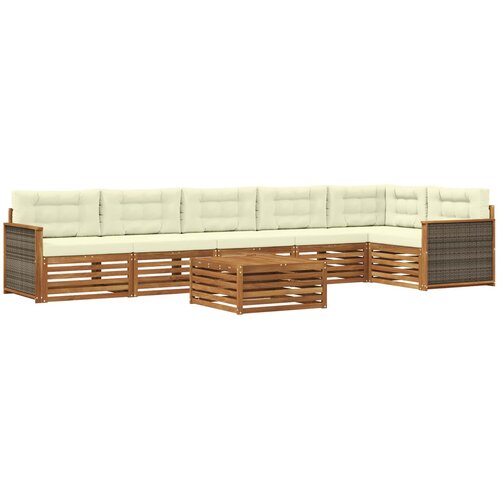 vidaXL Zunanja garnitura za sedenje z blazino 7 pcs Naravna in smetana, (5000279556) Cene