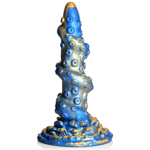 XR Brands Creature Cocks Kraken - spiralni dildo z roko hobotnice - 21 cm (zlato-modra)