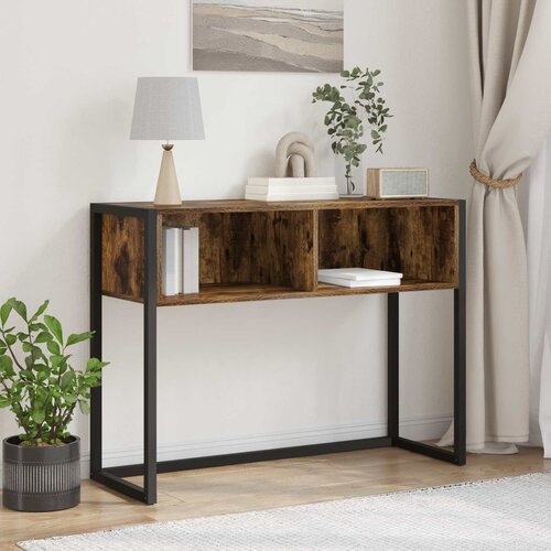 vidaXL Stranska miza Dimni hrast 100 x 36 x 75 cm Konstruiran les Cene