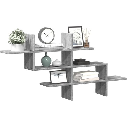 vidaXL Stenska polica siva sonoma 124,5x18x60,5 cm inženirski les Cene