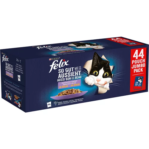 Felix Mega-paket Fantastic "So gut wie es aussieht" 44 x 85 g - Piščanec, govedina, tuna, losos