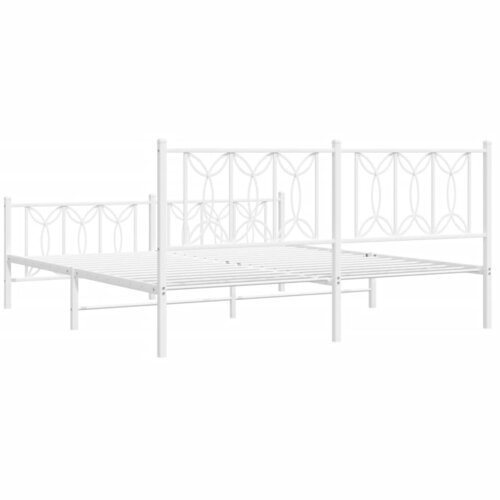  Metalni okvir kreveta uzglavlje i podnožje bijeli 183x213 cm Slike