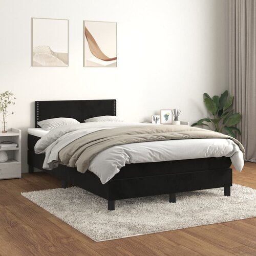 The Living Store Box spring postelja z vzmetnico črna 120x200 cm žamet - Box Spring Postelja, (21490970) Cene