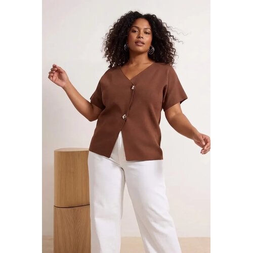 Trendyol ženska bluza Tbbss25Af00071, braon Cene