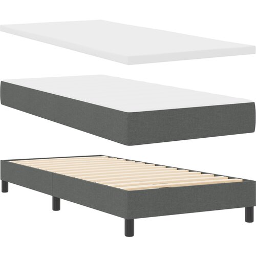 vidaXL Box Spring Bed z vzmetnico temno siva 80x200 cm Tkanina Cene