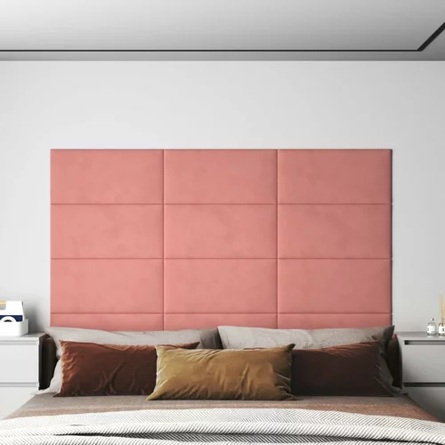 vidaXL Stenski paneli 12 kosov roza 60x30 cm žamet 2,16 m²