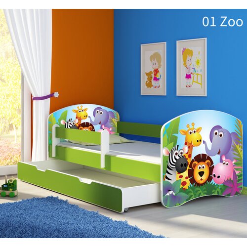  Dječji krevet ACMA s motivom, bočna zelena + ladica 140x70 cm Cijene