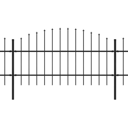 VidaXL vrtna ograda s ukrasnim kopljima (0,75-1) x 6,8 m čelična crna Slike